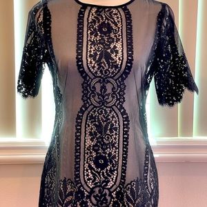 ⭐️Sheer Black Lace Nanette Lepore Top⭐️